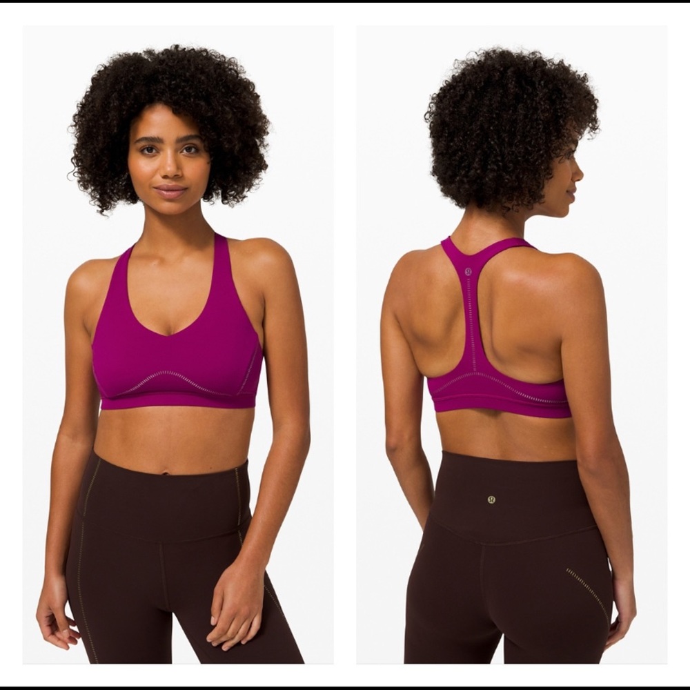NWT Size 10 Lululemon Arise Bra C/D Cup Gold Deep Fuschia Magenta Pink Purple